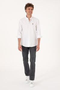 Camasa Barbat Alba cu Dungi Verticale si Textura Fina