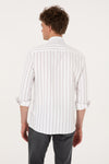 Camasa Barbat Alba cu Dungi Verticale si Textura Fina