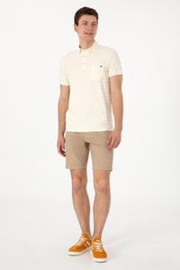 Tricou Polo Barbat Bej cu Textura Tip Tricot