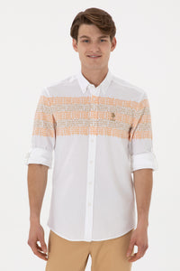 Camasa Barbat Alba Cu Nasturi La Guler Print Drops