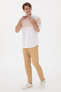 Camasa Barbat Alba Cu Nasturi La Guler Print Drops