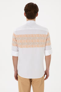 Camasa Barbat Alba Cu Nasturi La Guler Print Drops