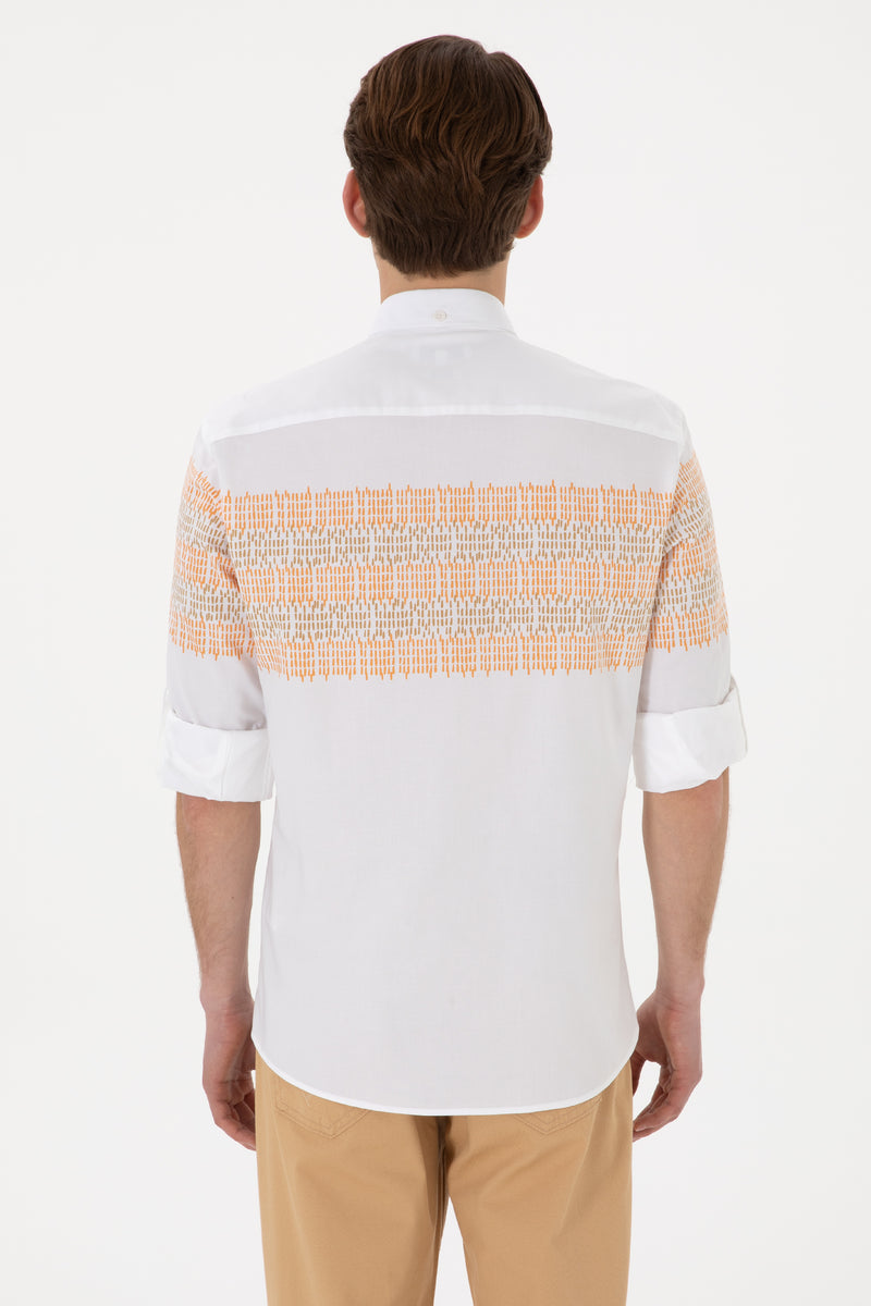 Camasa Barbat Alba Cu Nasturi La Guler Print Drops