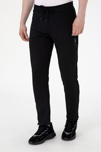 Pantaloni Sport Bărbați Pe Negru Cu Logo Brodat