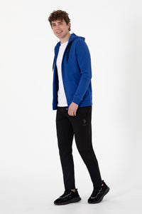 Pantaloni Sport Bărbați Pe Negru Cu Logo Brodat