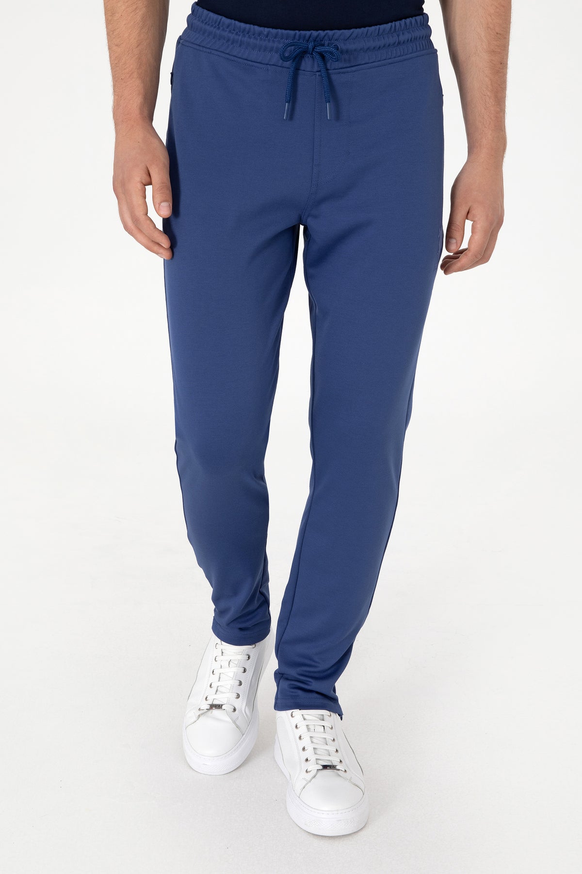 Pantaloni Sport Bărbați Pe Indigo Cu Logo Brodat