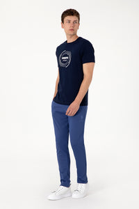 Pantaloni Sport Bărbați Pe Indigo Cu Logo Brodat