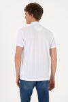Tricou Polo Barbat Alb cu Textura Speciala