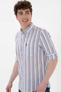 Camasa Barbat Cu Dungi Vericale Multicolore Albastru/Maro