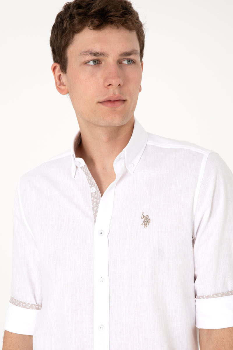 Camasa Barbat Alba Cu Detalii Discrete Gri