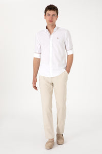 Camasa Barbat Alba Cu Detalii Discrete Gri