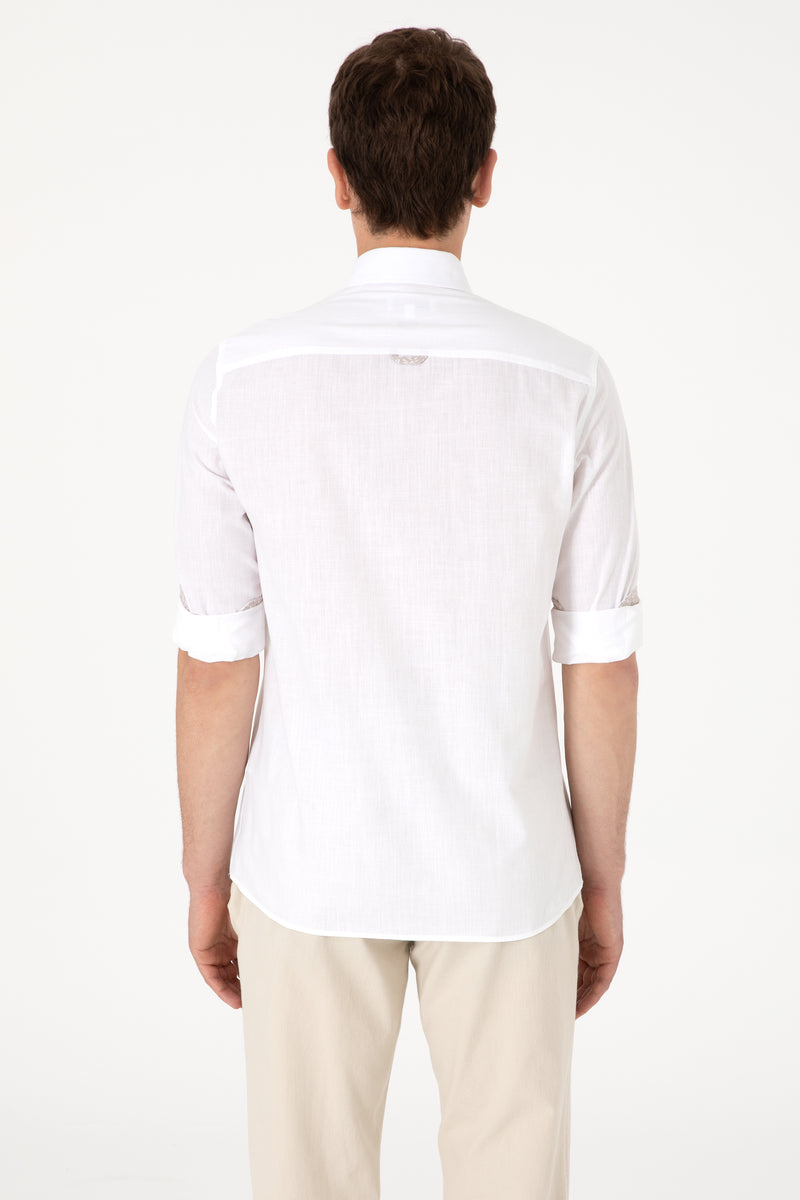 Camasa Barbat Alba Cu Detalii Discrete Gri