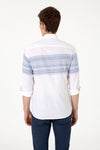 Camasa Barbat Alba Cu Dungi Orizontale Pe Piept