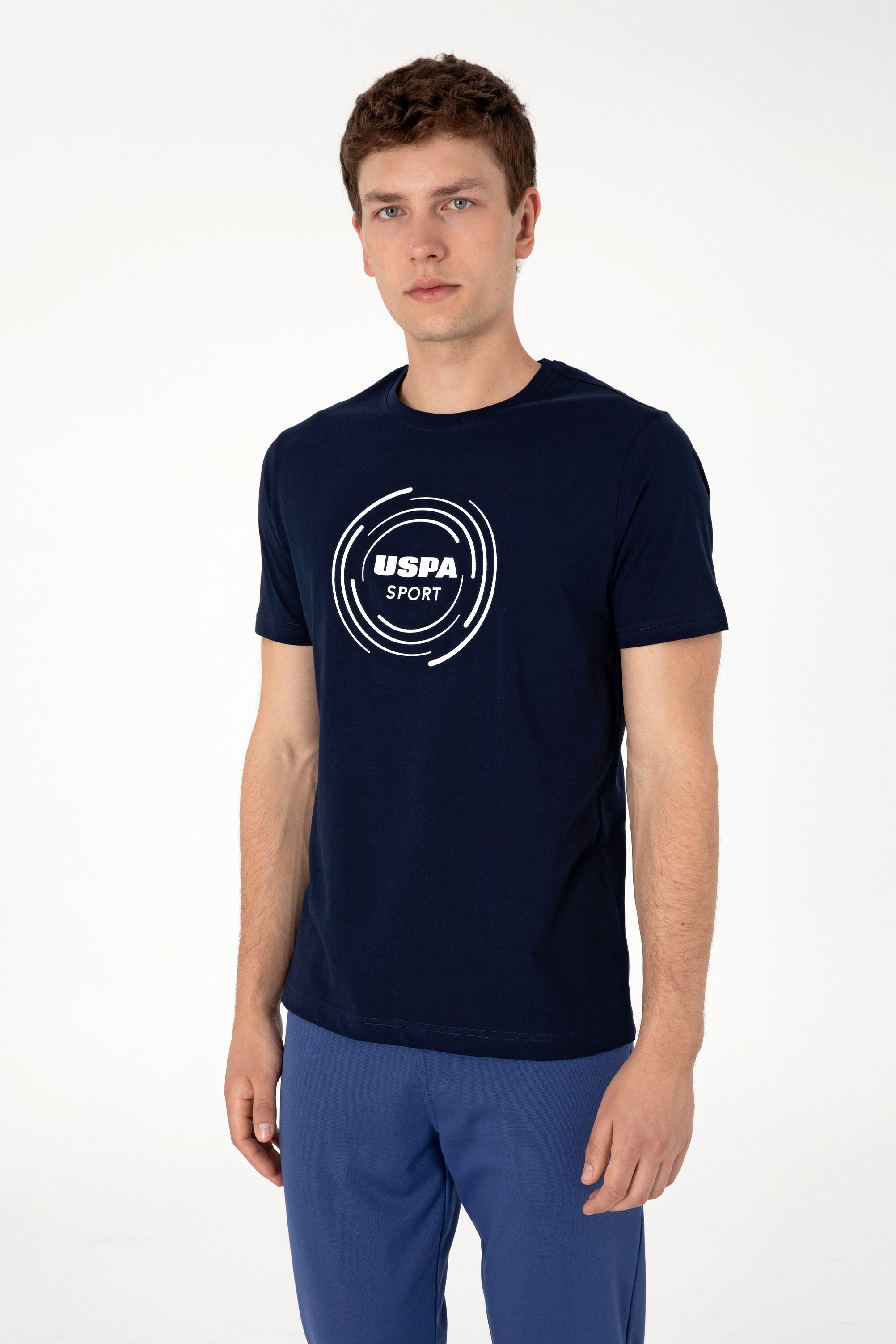 Tricou Bărbați Bleumarin Cu Guler Rotund Și Print USPA