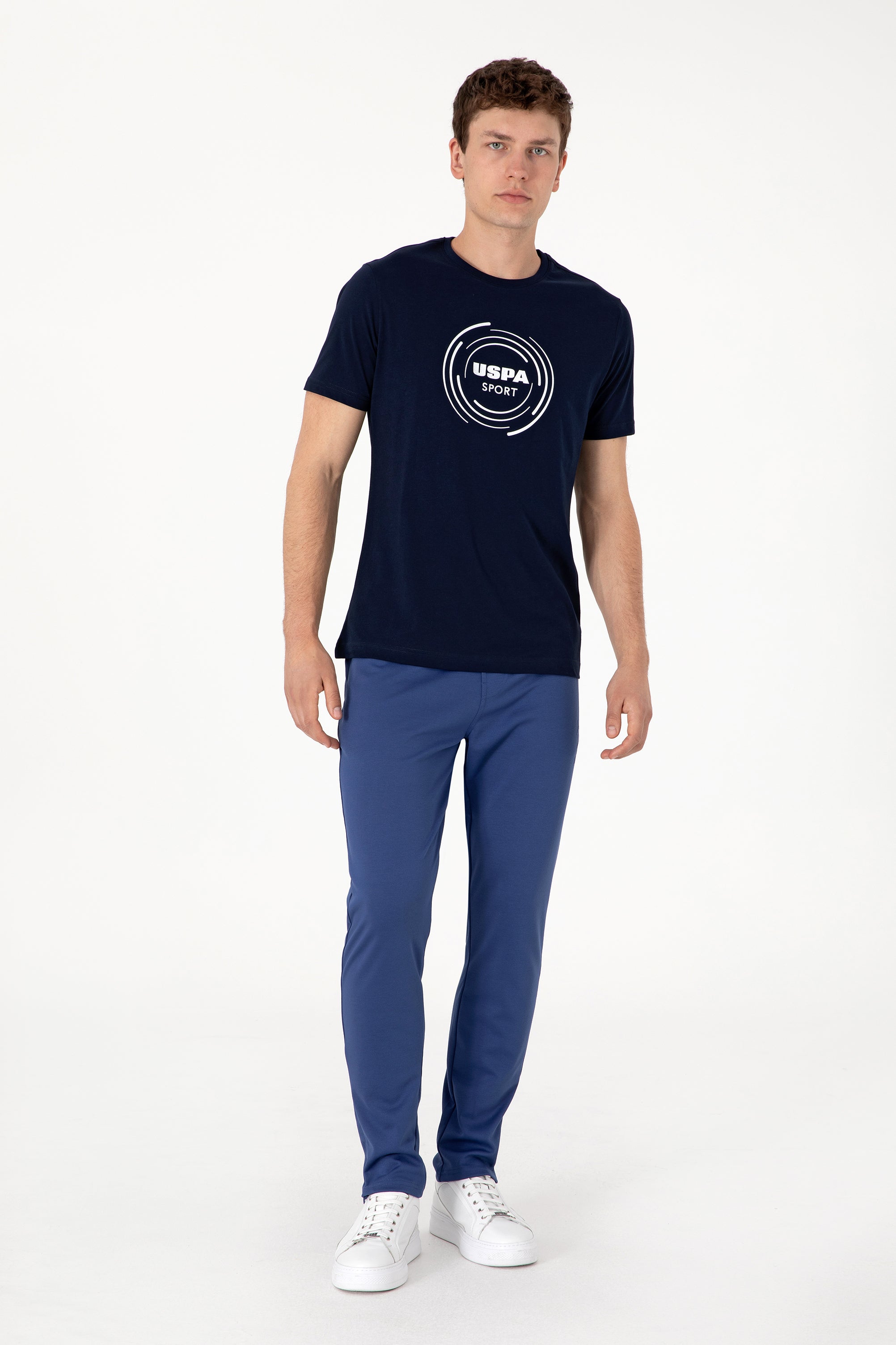 Tricou Bărbați Bleumarin Cu Guler Rotund Și Print USPA