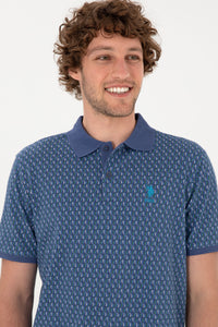 Tricou Polo Bărbați Indigo Cu Model Multicolor
