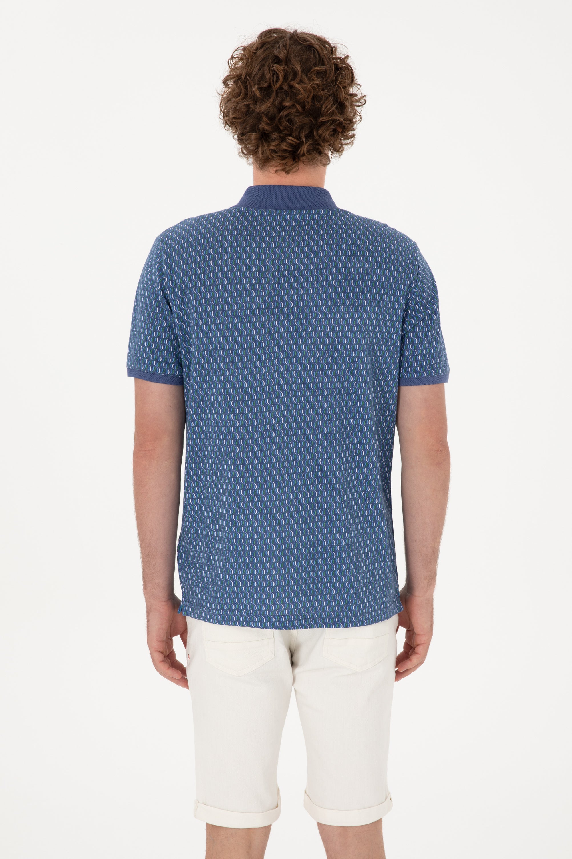 Tricou Polo Bărbați Indigo Cu Model Multicolor