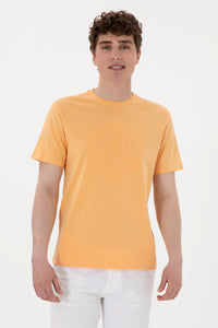 Tricou Barbat Galben Cu Guler Rotund Si Logo Pe Piept