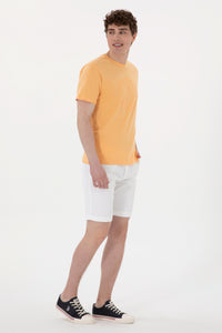 Tricou Barbat Galben Cu Guler Rotund Si Logo Pe Piept