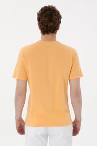 Tricou Barbat Galben Cu Guler Rotund Si Logo Pe Piept