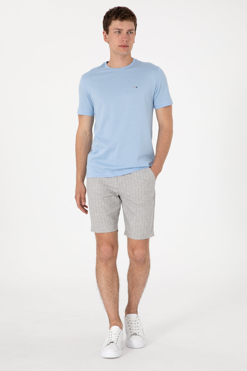 Pantaloni Scurti Capri Barbat Gri Cu Dungi 