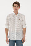 Camasa Barbat Alba Cu Print Si Textura De Vara