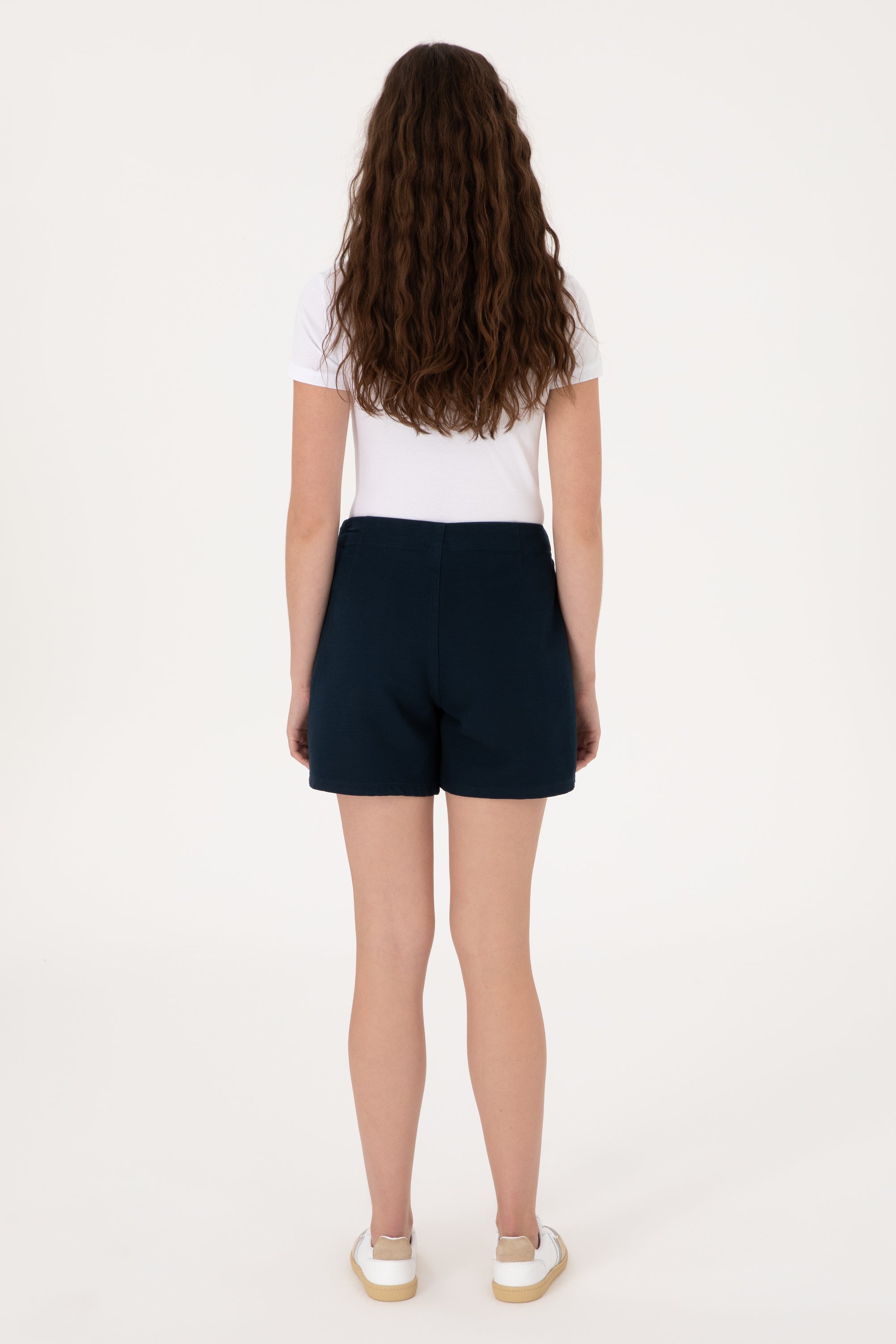 Fustă-Pantalon Bleumarin Cu Talie Înaltă