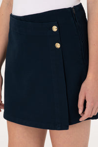 Fustă-Pantalon Bleumarin Cu Talie Înaltă