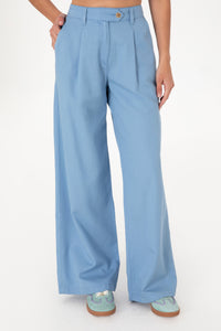 Pantaloni Evazati Dama Albastru Deschis