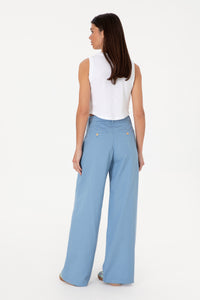 Pantaloni Evazati Dama Albastru Deschis