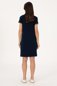 Rochie Polo Bleumarin Cu Logo Auriu  Și Detalii pe Guler