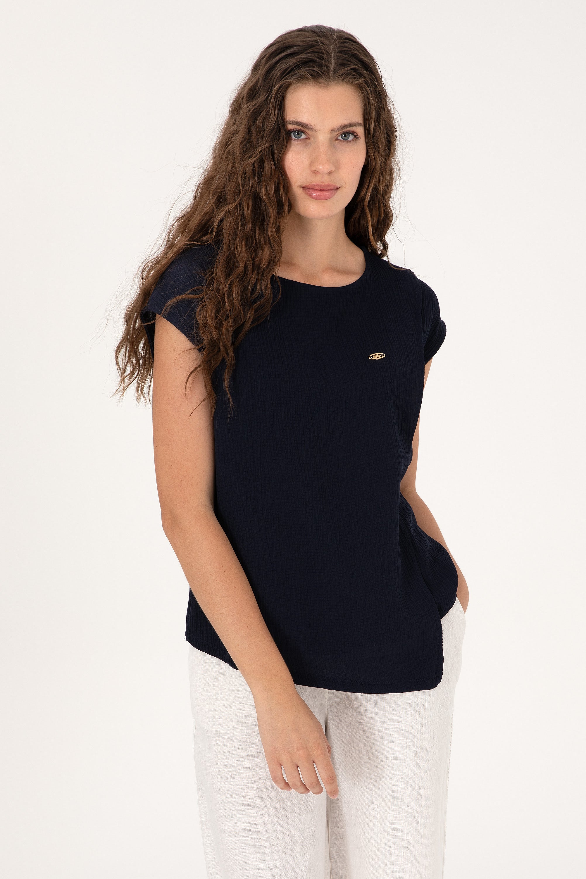 Tricou Damă Bleumarin Material Texturat 