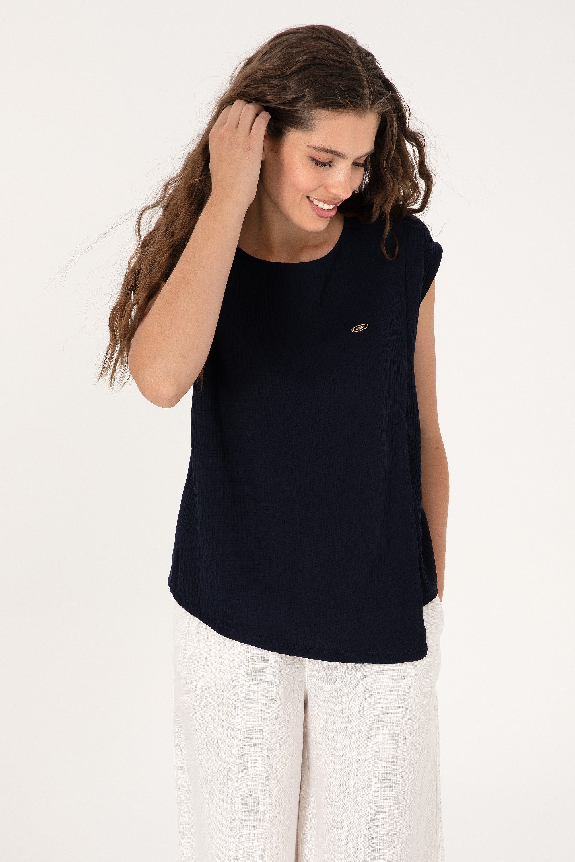 Tricou Damă Bleumarin Material Texturat 