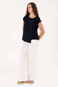 Tricou Damă Bleumarin Material Texturat 