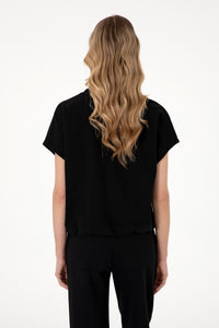Tricou Damă Negru Cu Decolteu Rotund