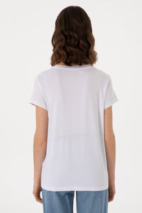 Tricou Damă Alb Cu Decolteu În V