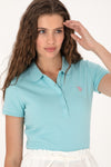Tricou Polo Dama Turcoaz cu Logo