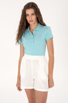 Tricou Polo Dama Turcoaz cu Logo