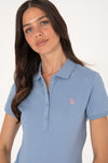 Tricou Polo Dama Albastru Deschis cu Logo