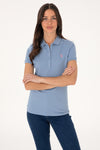 Tricou Polo Dama Albastru Deschis cu Logo