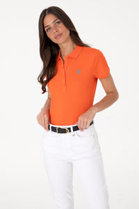 Tricou Polo Dama Portocaliu cu Logo