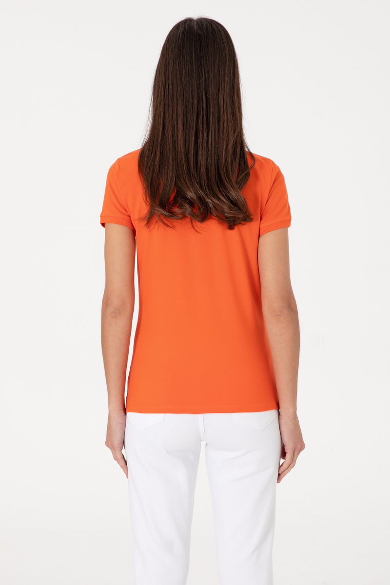 Tricou Polo Dama Portocaliu cu Logo