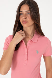 Tricou Polo Dama Roz cu Logo