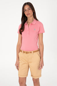 Tricou Polo Dama Roz cu Logo