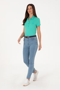 Tricou Polo Damă Verde Mentă Cu Logo 