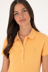 Tricou Polo Dama Galben cu Logo