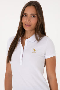 Tricou Polo Damă Alb Cu Logo Brodat 