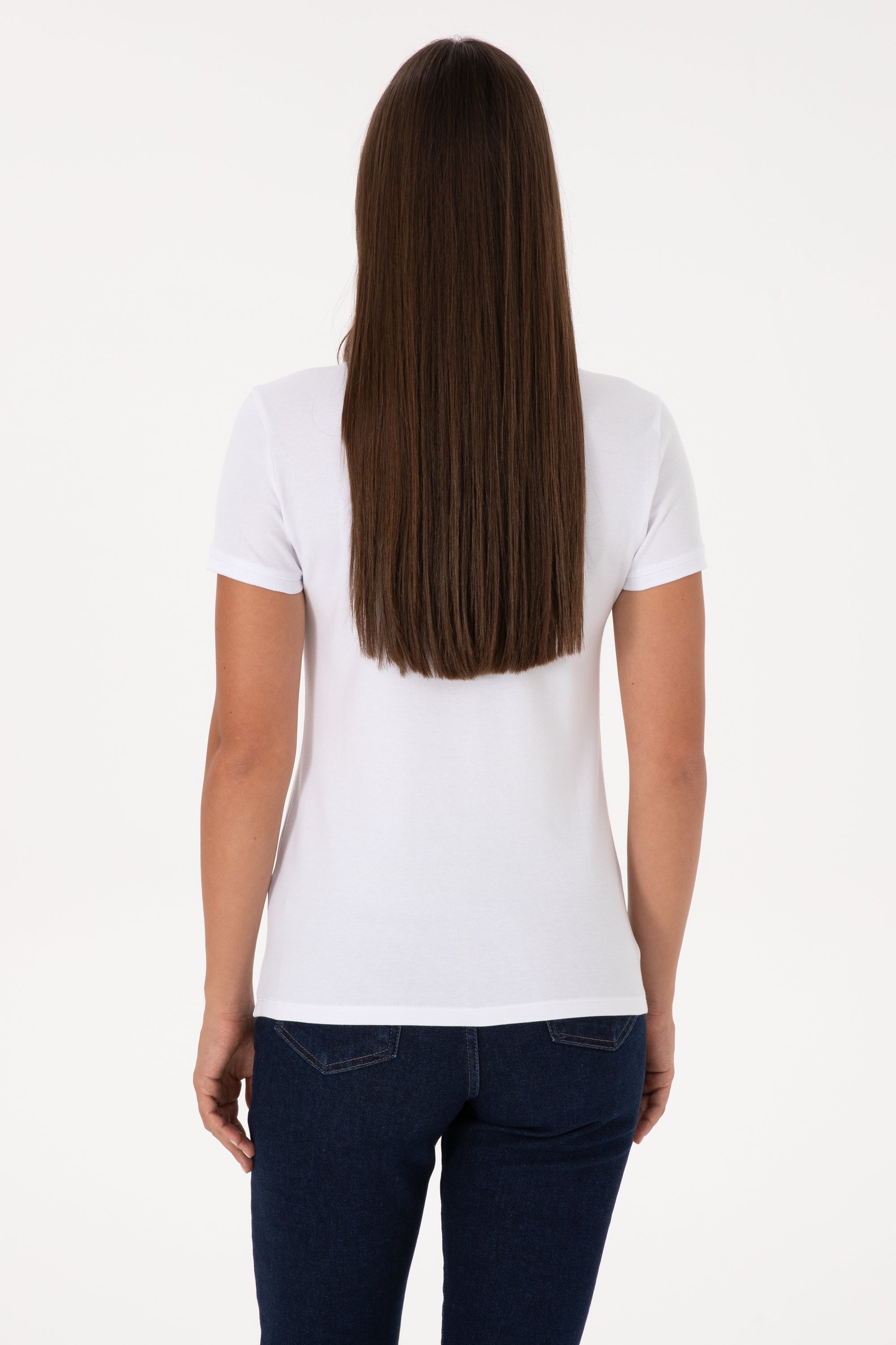 Tricou Polo Damă Alb Cu Logo Brodat 