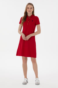 Rochie Polo Roșu Cu Logo Brodat