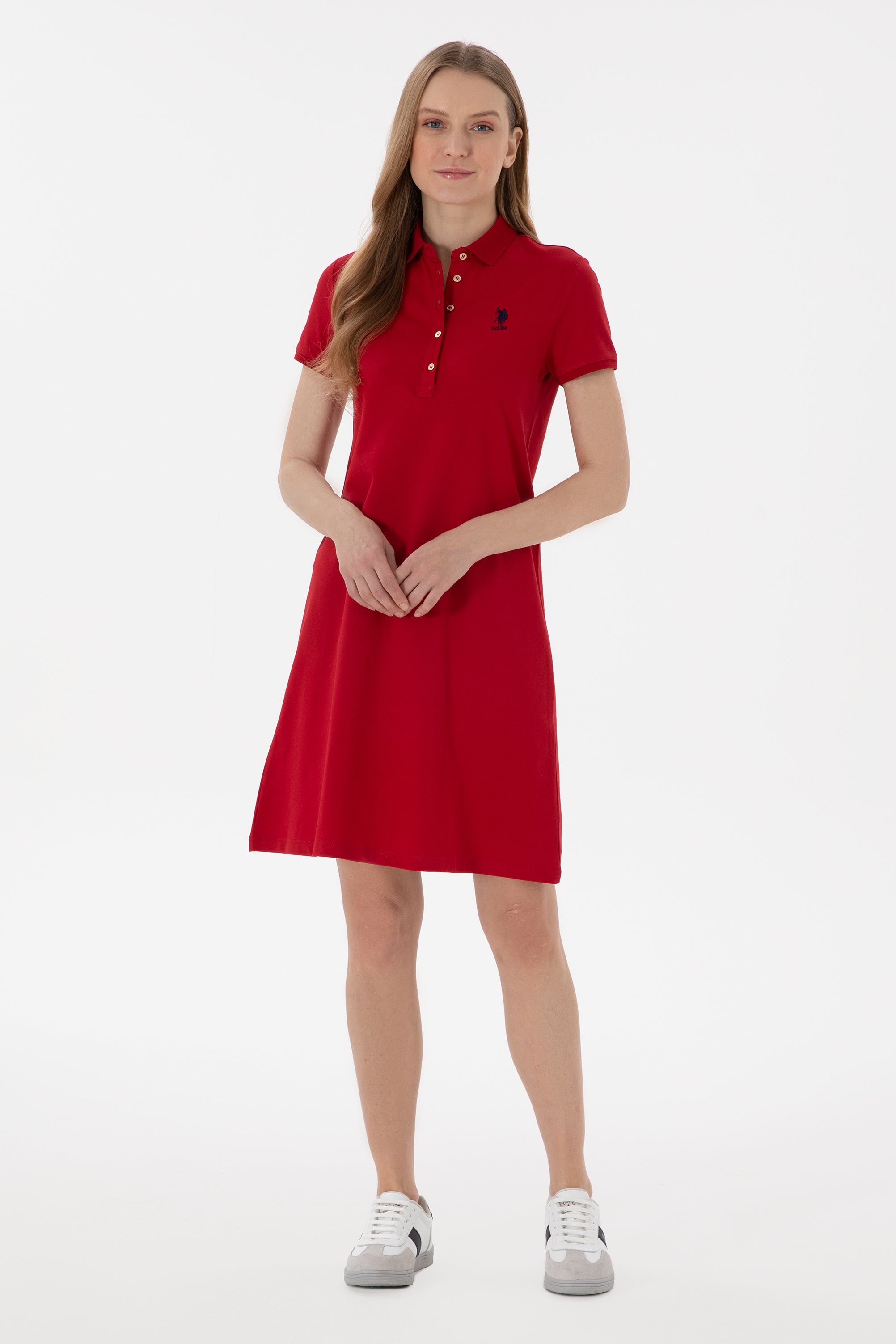 Rochie Polo Roșu Cu Logo Brodat